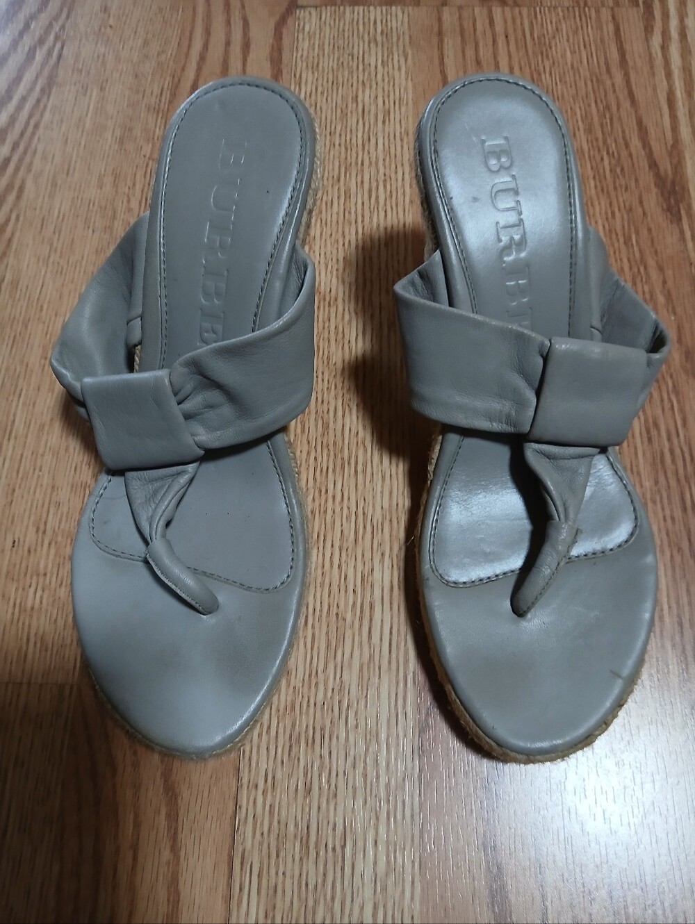 Burberry Espadrille Wedge Thong Sandals Sz:38